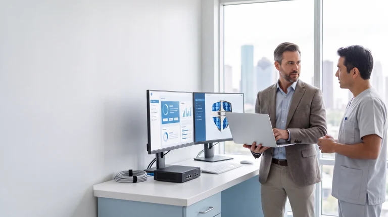 Houston dental IT support setting up secure, flat-rate managed systems inside a local dental operatory